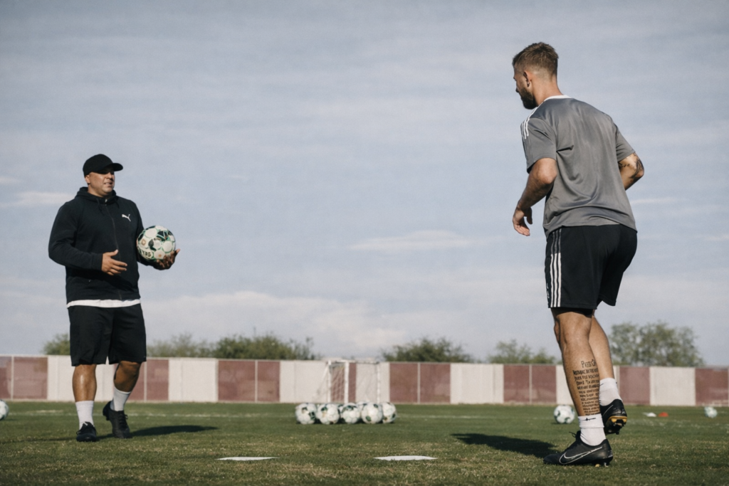 1 on 1 soccer training session in Scottsdale with Coach Noel Castillo providing live instruction on the field
